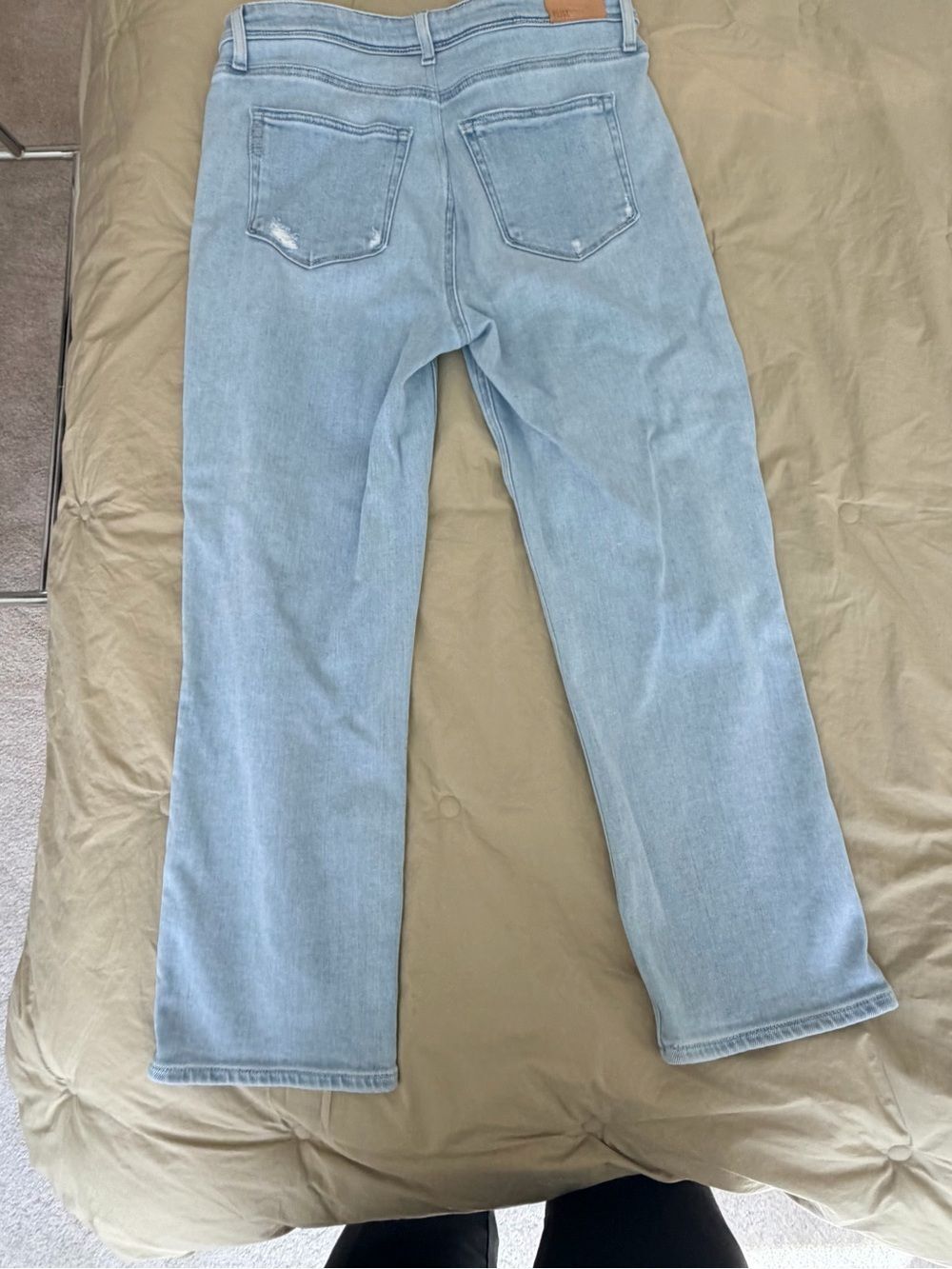 PAIGE Straight-Leg Mid Rise Jeans in Medium Blue - Picture 9 of 12